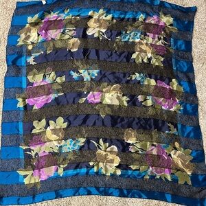 Floral Striped Scarf 100% Silk Scarf